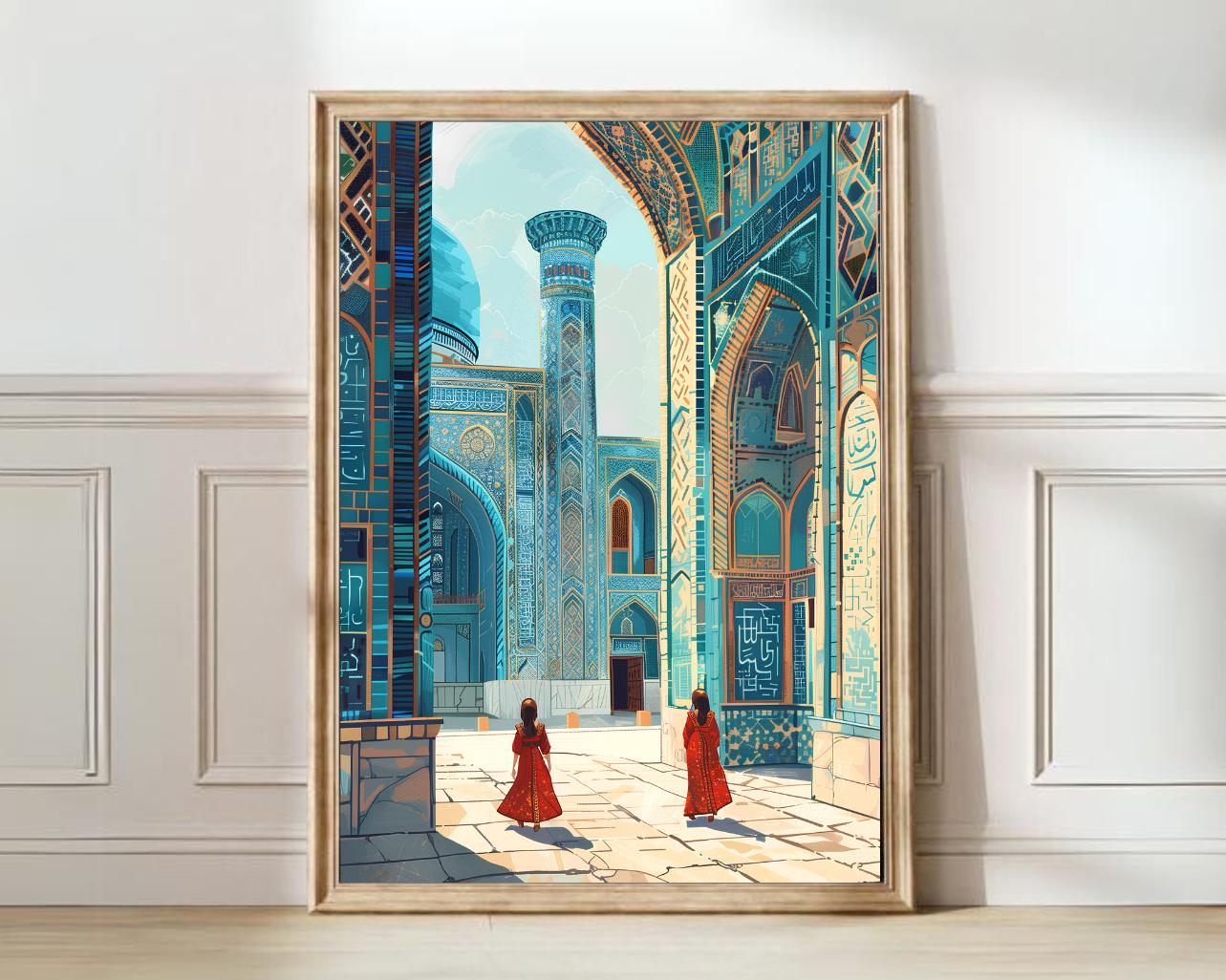 絵画　ウズベキスタン 119. 職人たちの手仕事が見学できる工房が集まるハッピーバード