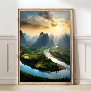 China Print Berge Poster Hong Kong Print Shanghai Karte Hong Kong Skyline Print Peking China Decor Bestes Geburtstagsgeschenk | DIGITALER DOWNLOAD