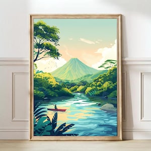 Nicaragua Impresión Nicaragua Ilustración Nicaragua Cartel de Viaje Nicaragua Pintura Naturaleza Impresión Parque Nacional Impresión Volcán Impresión Selva Tropical