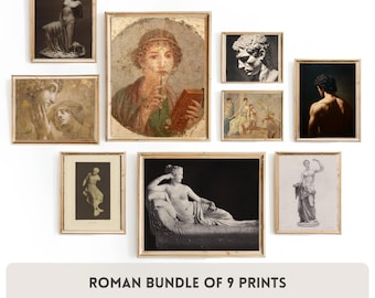 Roman Wall Art Greek Art Vintage Print Antique Fresco Mural Spring Decor | Set of 9 | digital