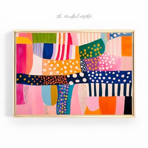 Colorful Abstract Painting Striped Abstract Printable Dopamine Decor Trendy Wall Art Color Block Print Maximalist Art Eclectic Print