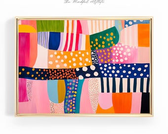 Colorful Abstract Painting Striped Abstract Printable Dopamine Decor Trendy Wall Art Color Block Print Maximalist Art Eclectic Print