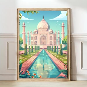 India Print India Illustration Taj Mahal Print Taj Mahal Poster India Travel Poster India Painting India Gift Travel Gallery Nursery Decor
