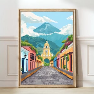 Guatemala Print Guatemala Illustration Guatemala Travel Poster Guatemala Painting Floral Print Nostalgia Print | DIGITAL DOWNLOAD