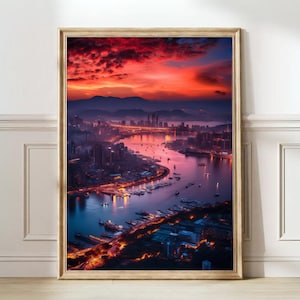Seoul Print South Korea Poster Map Seoul Skyline Seoul Travel Korean Decor Sunset Poster Best Birthday Gift | DIGITAL DOWNLOAD