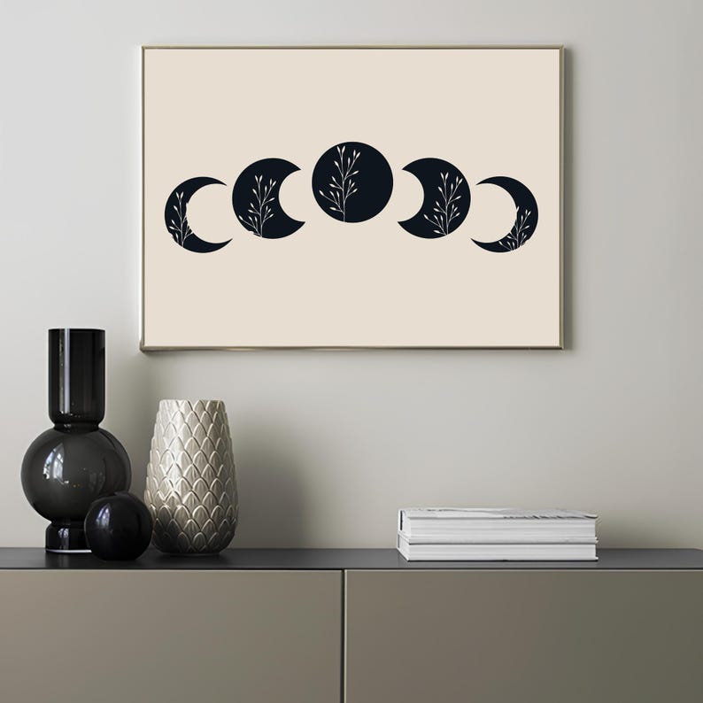 Moon Phases Print Moon Poster Minimalist Print Celestial Wall Art ...