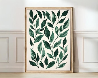 Botanical Print Green Leaves Print Green Wall Art Leaf Print Floral Print Calm Print Spring Wall Art Zen Print Green Gallery | digital print