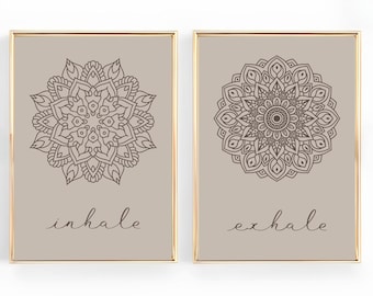 Stampa Yoga Inspira Espira Stampa Yoga Arte murale Meditazione Stampa Buddista Arte murale Mindfulness Stampa Mandala sopra il letto / download digitale