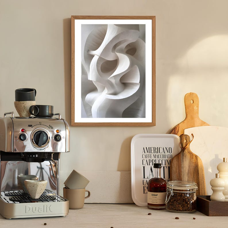 Abstract Relief Print Japandi Wall Art White Texture Print Wabi Sabi ...