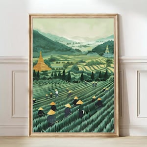 Vietnam Print Vietnam Illustration Rice Field Print Rice terrace Poster Vietnam Travel Poster Vietnam Gift Travel Gallery Nursery Decor