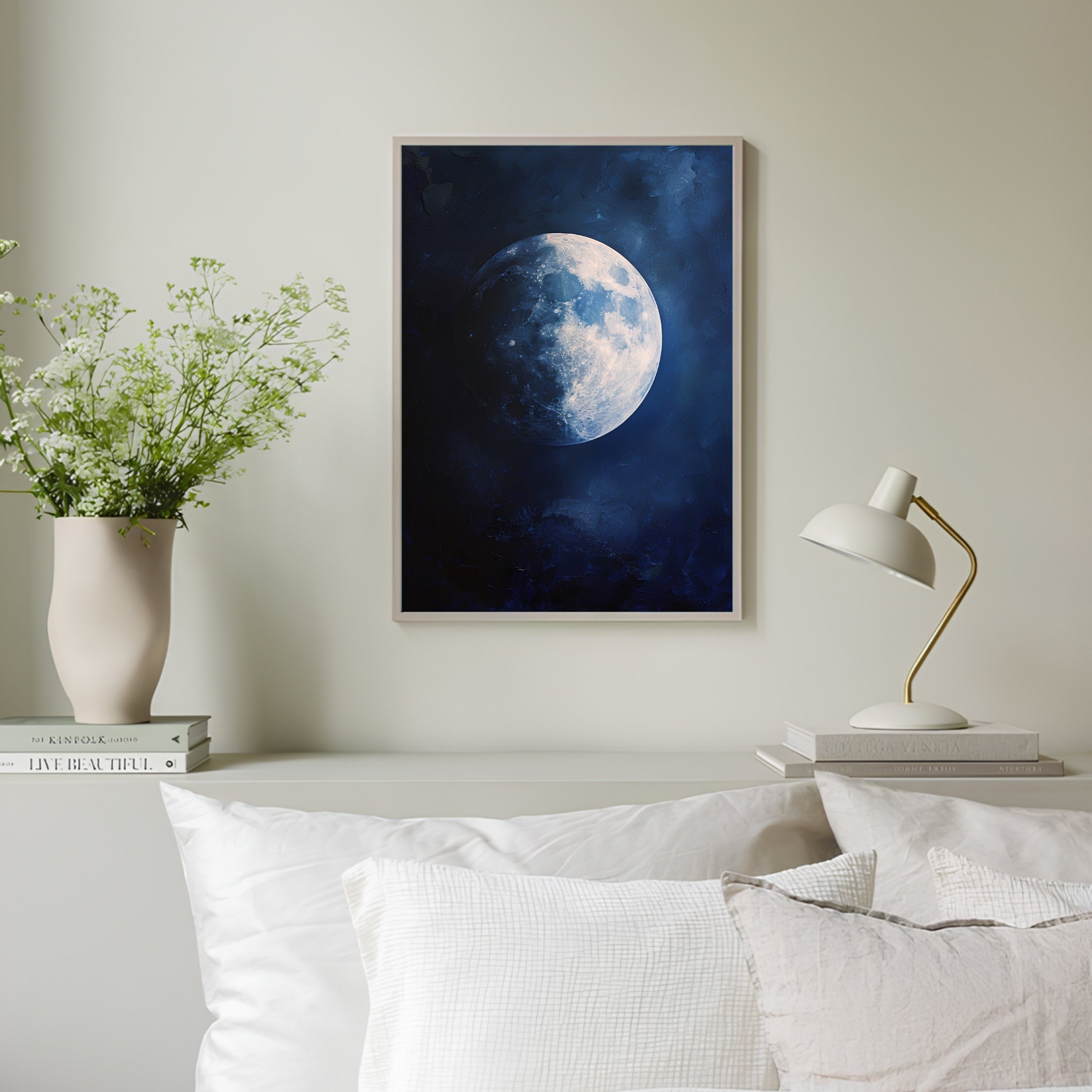 Moon Print Moon Poster Moody Night Sky Painting Night Print Sky Print ...