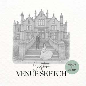 Custom Wedding Venue Illustration Wedding Illustration Invitation Wedding Venue Portrait Wedding Gift Invitation Sketch | digital download