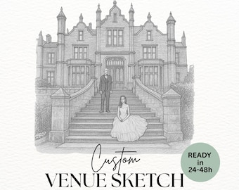 Custom Wedding Venue Illustration Wedding Illustration Invitation Wedding Venue Portrait Wedding Gift Invitation Sketch | digital download