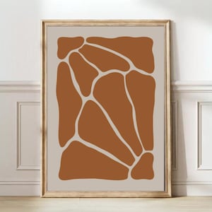 Abstract Botanical Print Burnt Orange Large Abstract Print Mid Century Floral Print Modern Gallery Organic Shapes Retro Floral Art
