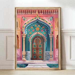 絵画アンティークハンドメイドインドジャイ・シンブロックプリント