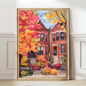 Brooklyn Illustration Brooklyn Print Herbst New York Herbst Druck Gemütliche Herbst Illustration Brooklyn Herbst Print NYC Geschenk Reise Galerie