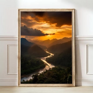 Impresión de Tailandia Arte mural asiático Póster de Chiang Mai Póster de viaje de Bangkok Impresión de naturaleza al atardecer Mapa de Tailandia Mejor regalo Impresión de montañas Mejor regalo
