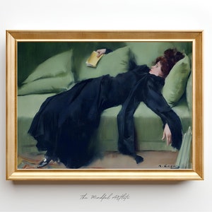 Decadent Young Woman Print After the Dance Print Vintage Woman Print Victorian Portrait Ramon Casas Painting Vintage Print Rustic Print