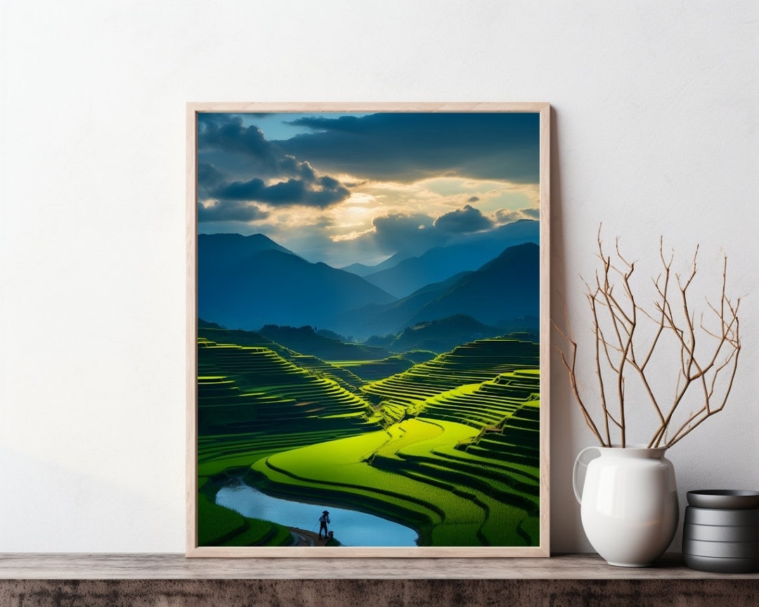 Vietnam Wall Art Vietnam Map Poster Rice Field Ho Chi Minh Hanoi Sapa
