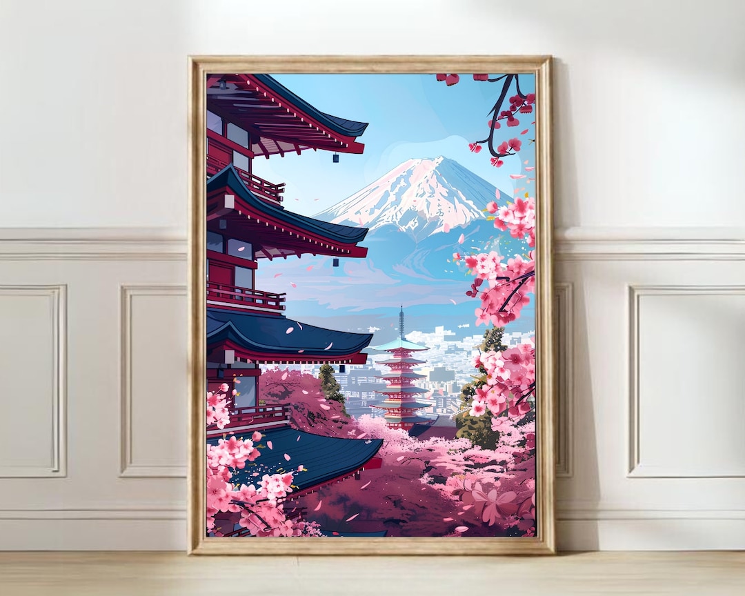 Mount Fuji Print Fuji Illustration Japan Travel Poster Japan Print