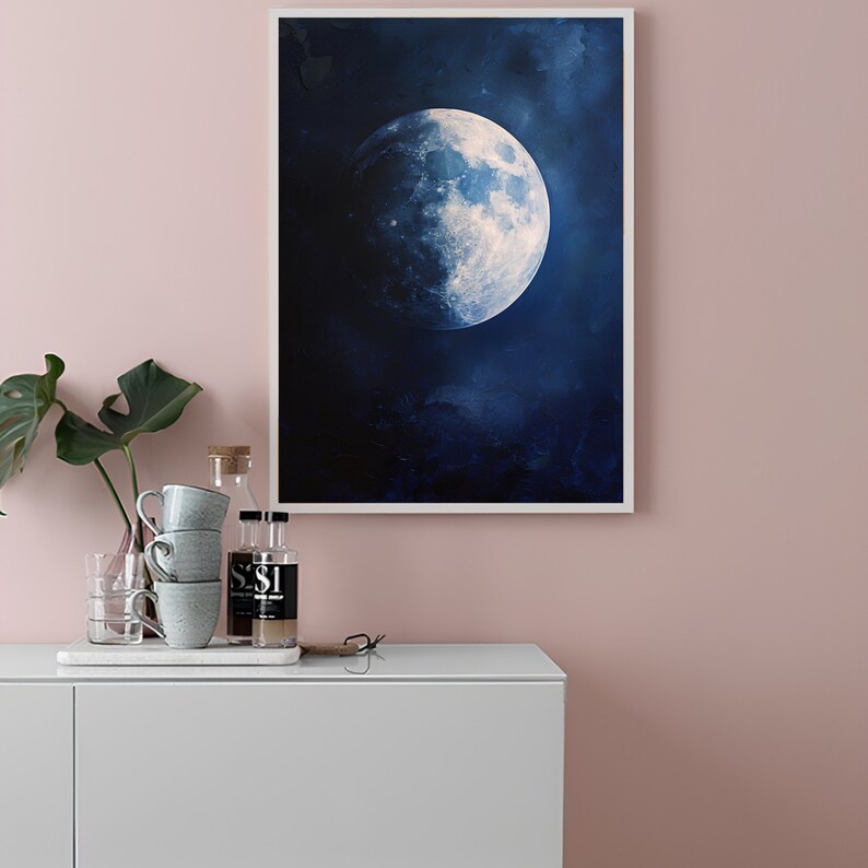 Moon Print Moon Poster Moody Night Sky Painting Night Print Sky Print ...