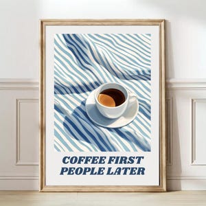 Coffee First Print Retro Coffee Print Druk na wózku kawowym Dekoracja kawiarni Prezent dla miłośnika kawy Retro Kitchen Print | wydruk cyfrowy