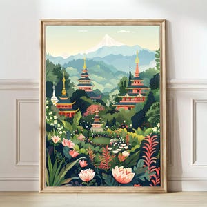 Thailand Print Thailand Illustration Chiang Mai Print Chiang Mai Poster Thailand Painting Thailand Gift Travel Gallery Nursery Decor