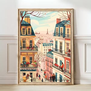 Paris Print Paris Illustration Travel Poster France Print New Yorker Illustration Kitchen Wall Art Nursery Wall Art | DIGITAL DOWNLOAD