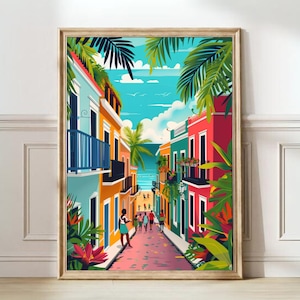 Impressão de Porto Rico Ilustração de Porto Rico Cartaz de viagem de Porto Rico Impressão de San Juan Impressão floral Presente de Porto Rico | DOWNLOAD DIGITAL