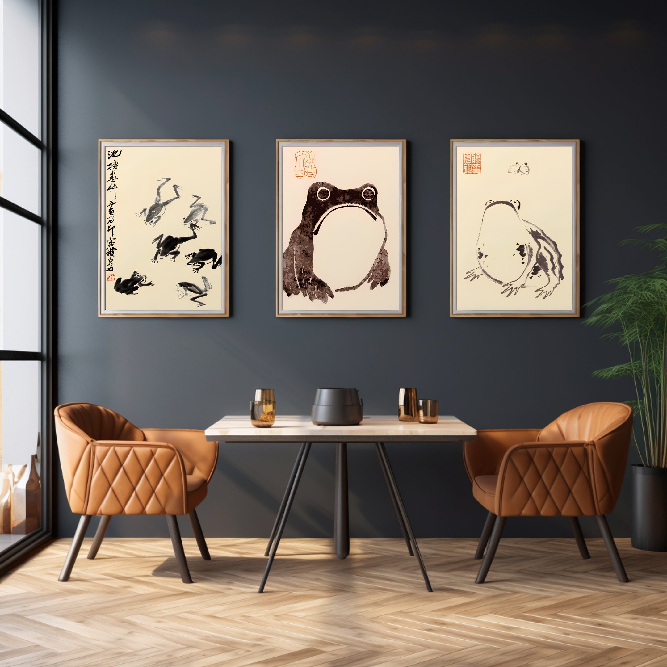 Frog Print Matsumoto Hoji Wall Art Japanese Frog Butterfly Art Print ...