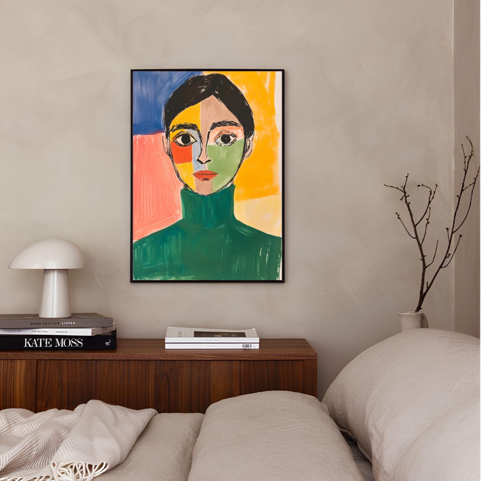 Green Abstract People Art Woman Portrait Color Blocking Minimalist ...