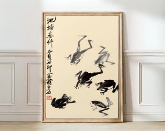Matsumoto Hoji arte de parede sapo japonês impressão de arte pôster Matsumoto Hoji sapos impressão de arte vintage arte de animais engraçados | ARTE DE PAREDE IMPRIMÍVEL