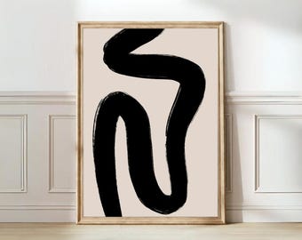 Black Line Print Modern Gallery Abstract Print Bold Print Minimalist Print Luxury Print Beige Print Neutral Poster