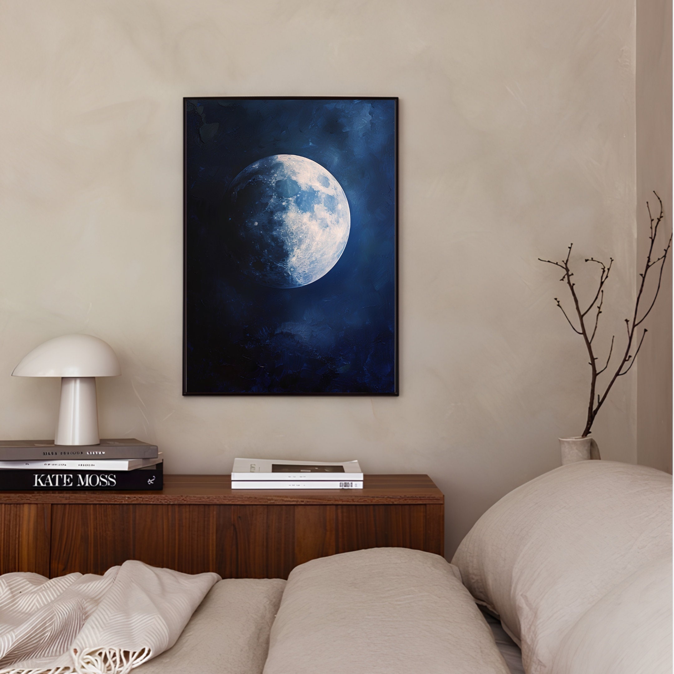 Moon Print Moon Poster Moody Night Sky Painting Night Print Sky Print ...