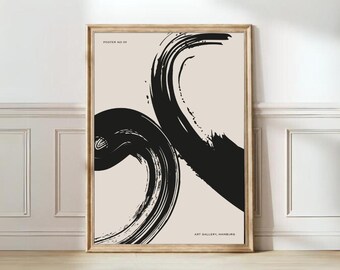 Abstract Lines Print Neutral Print Modern Gallery Print Luxury Print Beige Black Print Boho Print Minimalist Poster Exhibition Poster