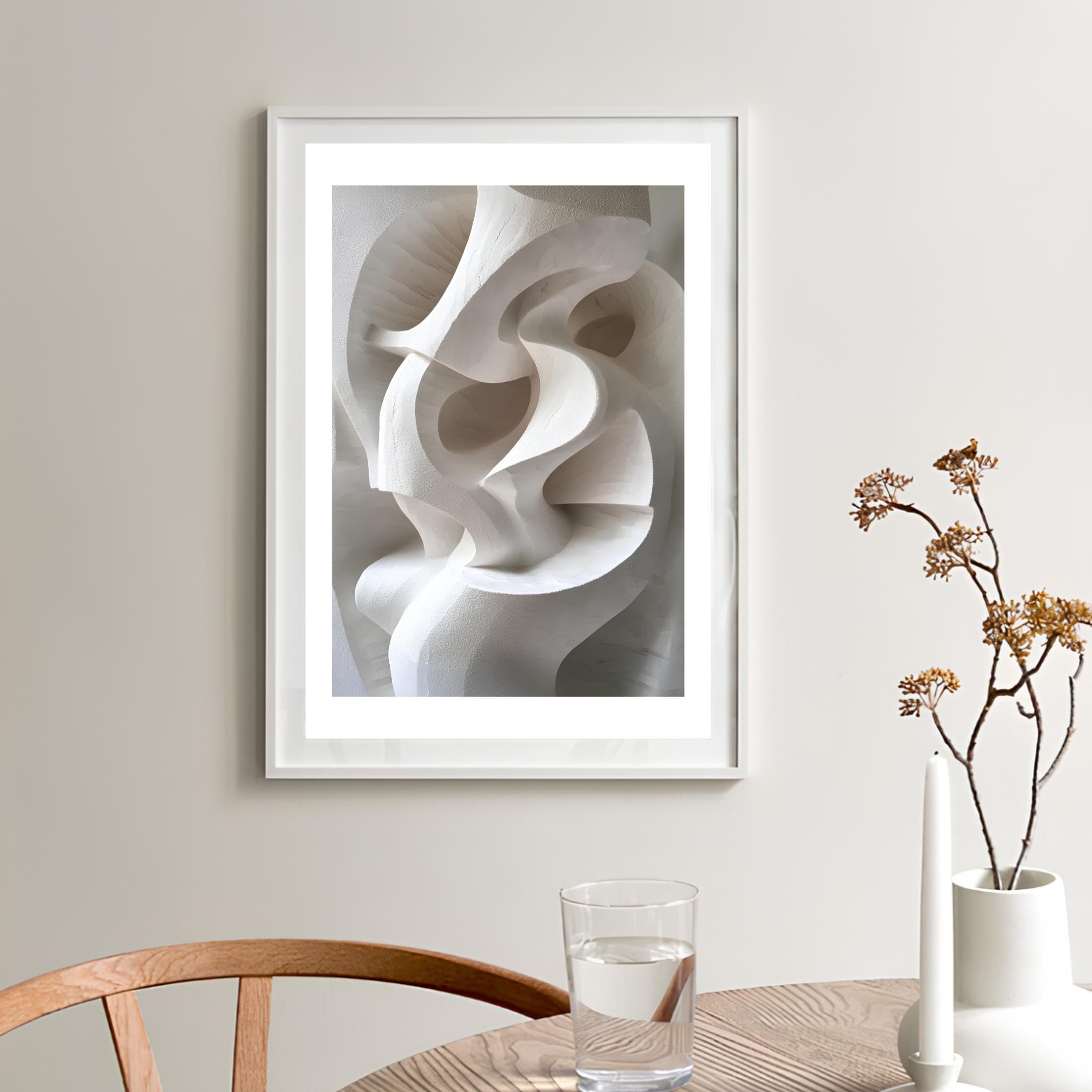 Abstract Relief Print Japandi Wall Art White Texture Print Wabi Sabi ...