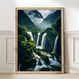 Vietnam Print Waterfall Print Ban Gioc Print Vietnam Poster Vietnam Gift Hanoi Poster Ho Chi Minh Print Nature Print Green Print