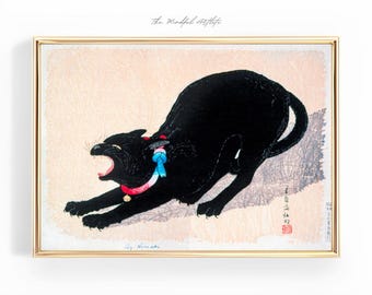 Japan Poster Takahashi Threatening Black Cat Print Tokyo Japanese Wall Art Modern Print Trendy Wall Art Japancore