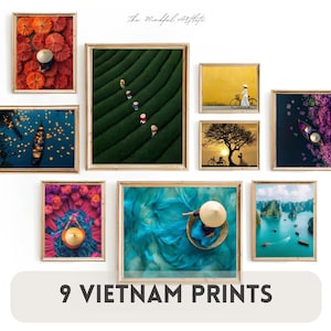 Vietnam Wand Kunst Vietnam Printable Vietnam Galeriewand Vietnam Poster Hanoi Ho Chi Minh Reisterrassen | 9er Set