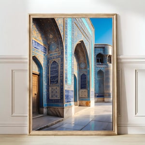 Afghanistan Print Blue Mosque Wall Art Afghan Poster Islam Wall Art Middle East Art Afghanistan Map Afghan Decor | PRINTABLE WALL ART