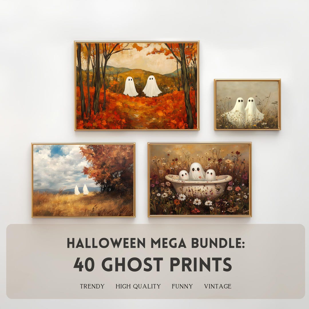 Ghost Print Set of 40 Prints Halloween Print Set Cute Ghost Poster ...