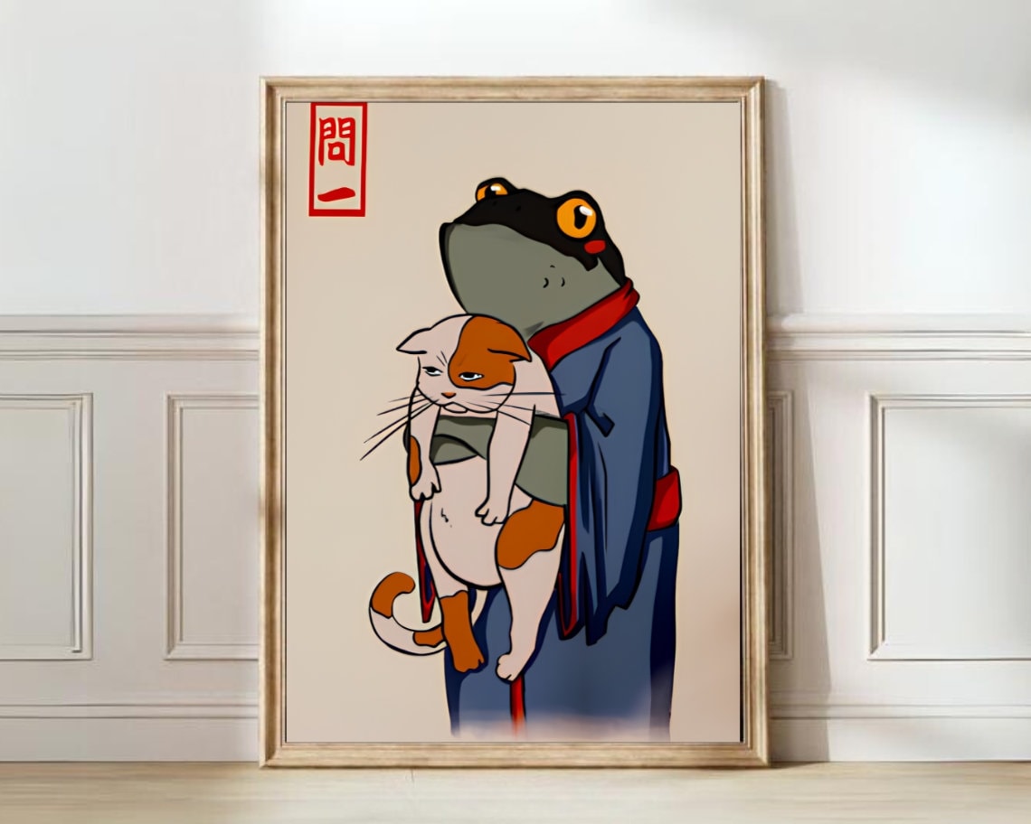 Frog Print Matsumoto Hoji Wall Art Japanese Frog Art Print Poster