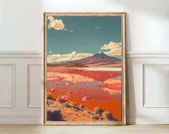 Bolivia Print Bolivia Illustration Uyuni Travel Poster Uyuni Print Poster Bolivia Gift Flamingo Print Traveler Gift | DIGITAL DOWNLOAD
