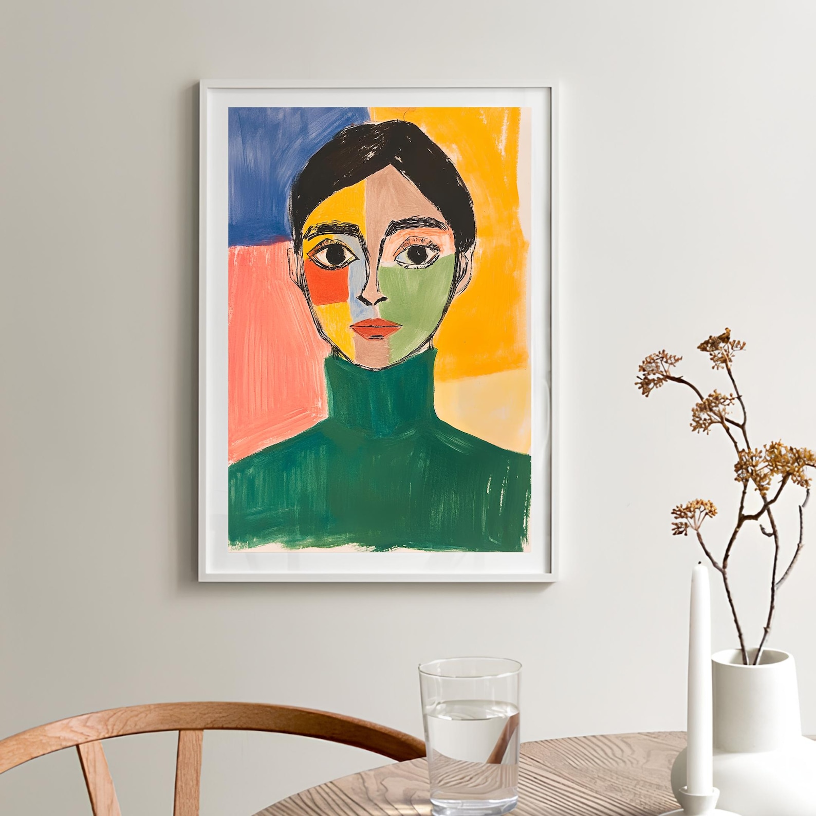 Green Abstract People Art Woman Portrait Color Blocking Minimalist ...