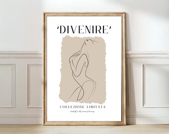 Woman Print Line Art Body Print Minimalist Feminine Body Print Female Body Poster Becoming Print | PRINTABLE WALL ART
