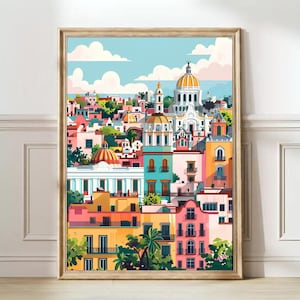 Mexiko Print Mexiko-Stadt Illustration Ciudad de Mexico Reiseplakat Mexiko Sonnenuntergang Mexiko Nostalgie Mexiko Geschenk Reisegeschenk