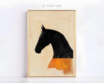 Horse Print Horse Painting Abstract Equestrian Art Contemporary Print Modern Gallery Minimalist Print Maximalist Wall Art | digital download