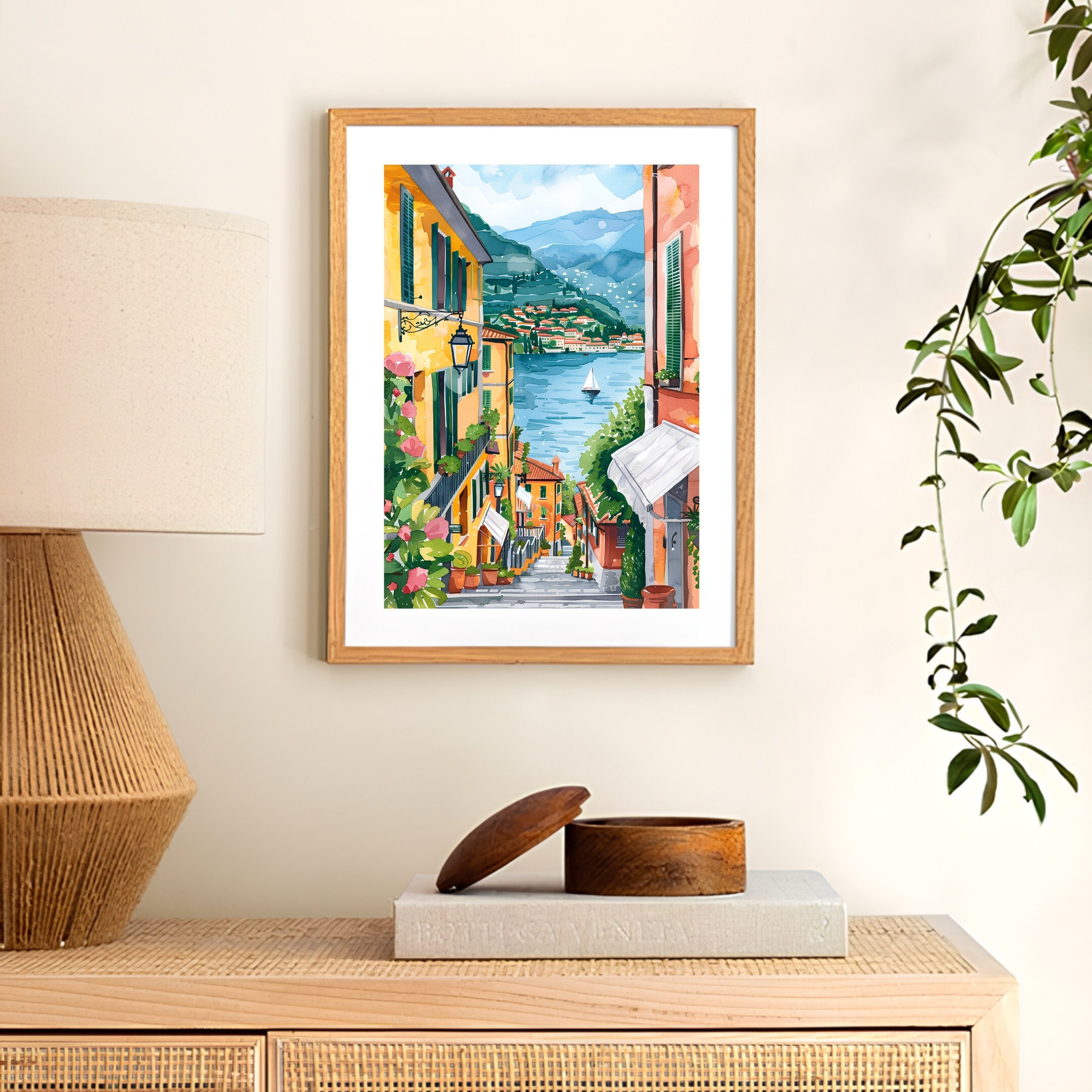 lake como italy travel poster art print (digital... Lake Como Print Lake Como Poster Como Illustration Italy Travel Poster ...