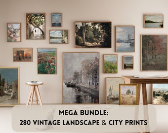 Vintage Spring Landscape Print Farmhouse Gallery Rustic Print Lake Print Spring Wall Art | SET OF 280