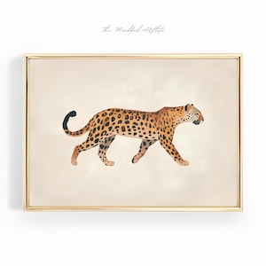 May include: A framed print of a leopard walking across a beige background. The print features the text "The Mindful Athlete" at the top.